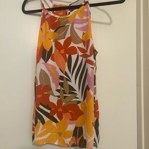 LOFT Floral Print Skirt in Orange and Yellow
